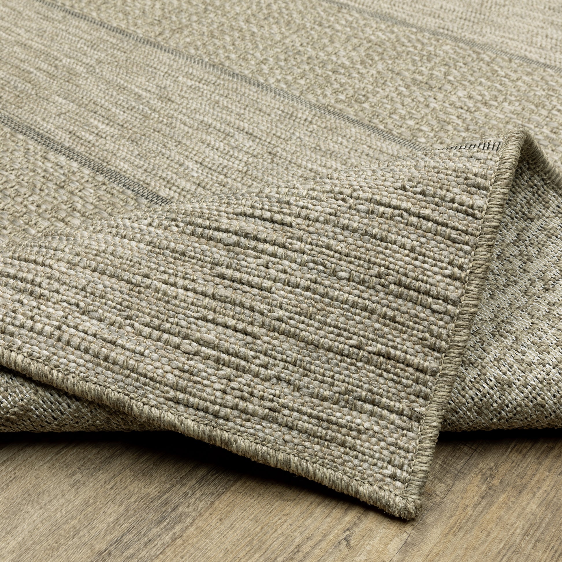 Tortuga Stripe Beige/ Black Geometric Flat Weave Rug