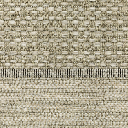 Tortuga Stripe Beige/ Black Geometric Flat Weave Rug