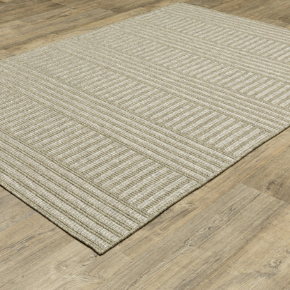 Tortuga Stripe Beige/ Black Geometric Flat Weave Rug