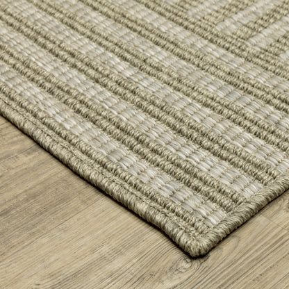 Tortuga Stripe Beige/ Black Geometric Flat Weave Rug