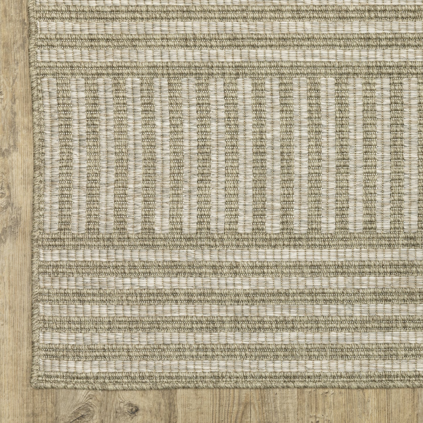 Tortuga Stripe Beige/ Black Geometric Flat Weave Rug