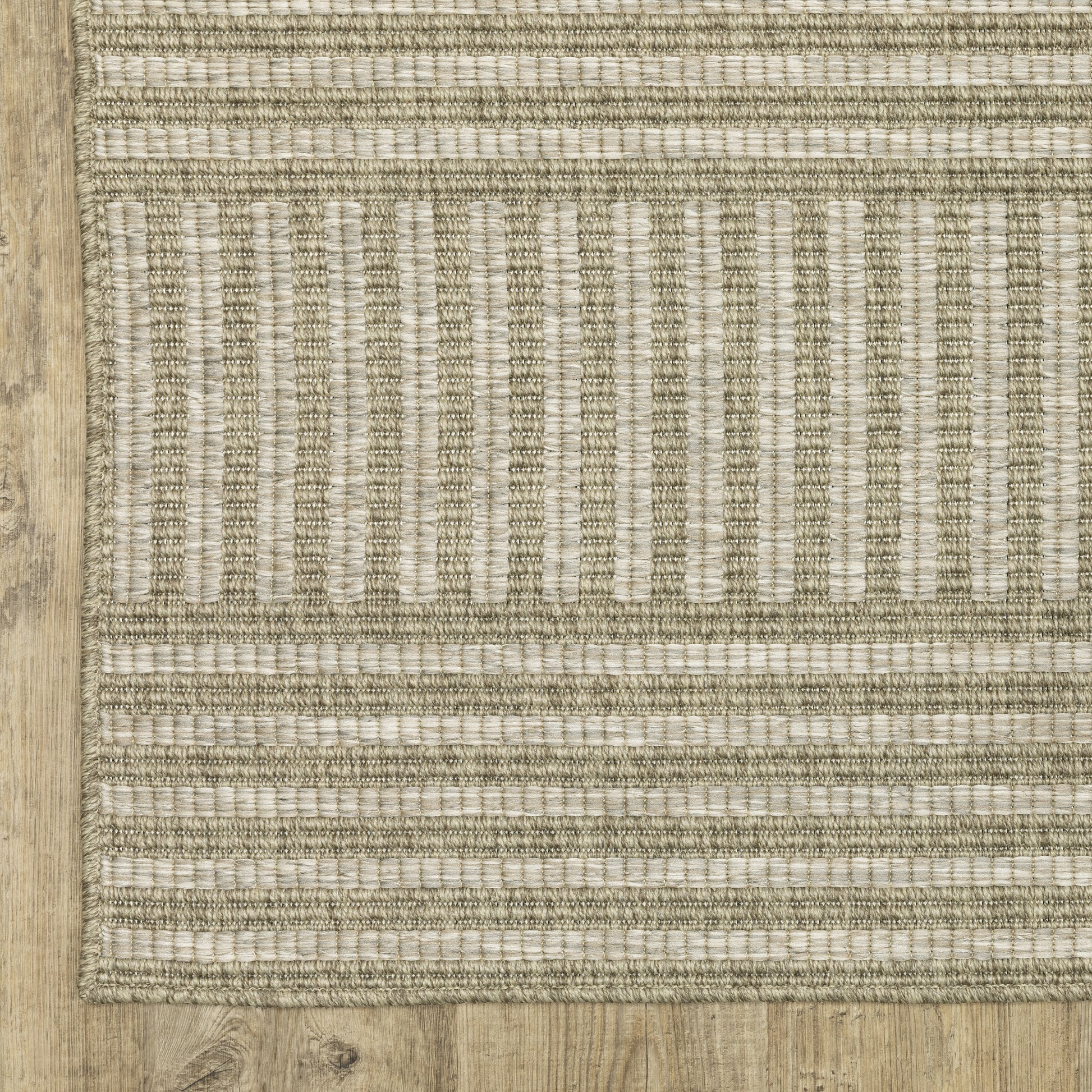 Tortuga Stripe Beige/ Black Geometric Flat Weave Rug