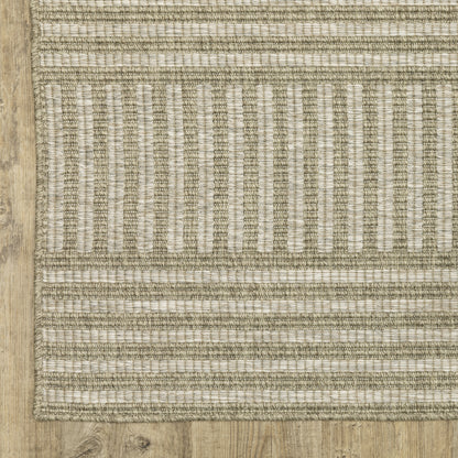 Tortuga Stripe Beige/ Black Geometric Flat Weave Rug