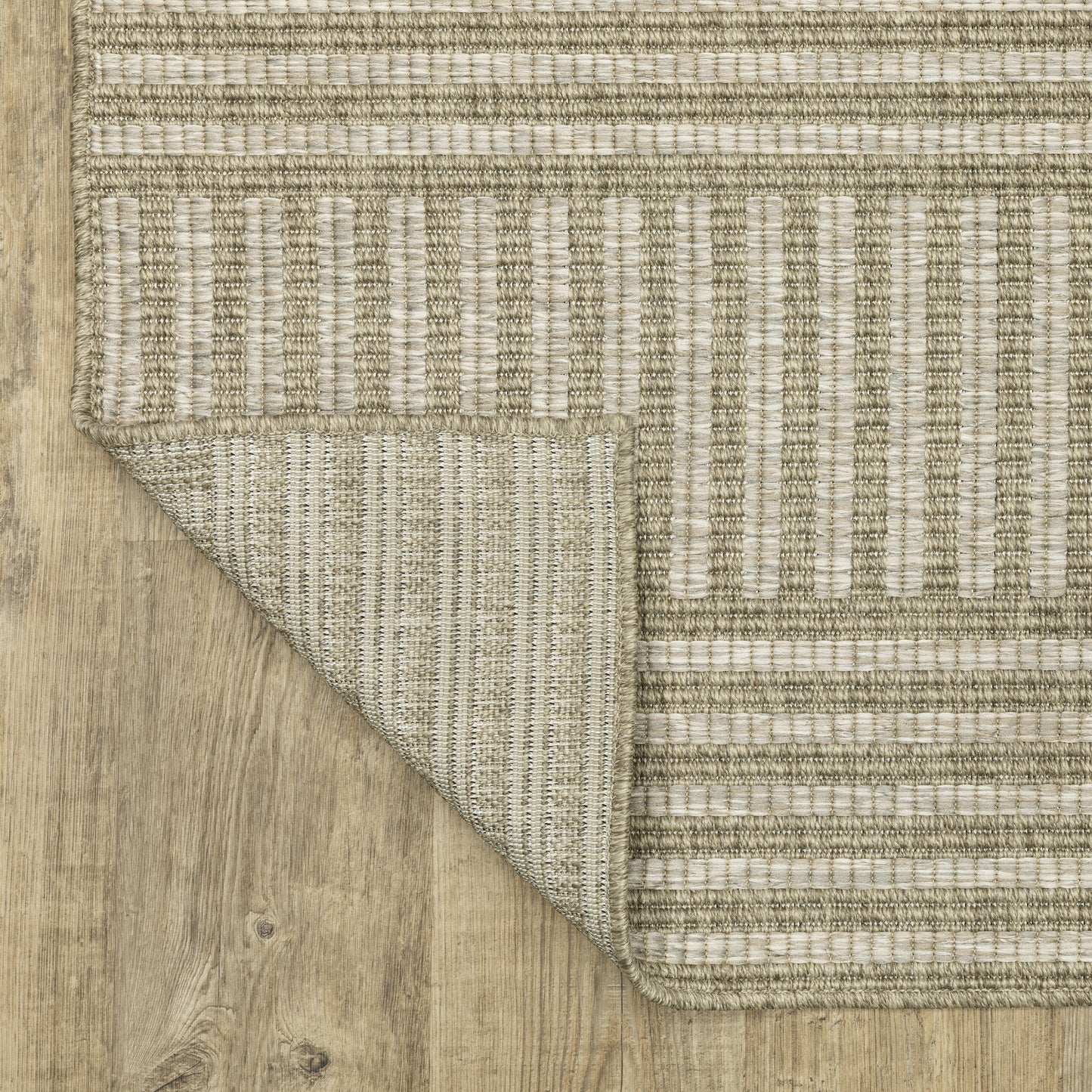 Tortuga Stripe Beige/ Black Geometric Flat Weave Rug