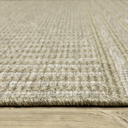 Tortuga Stripe Beige/ Black Geometric Flat Weave Rug