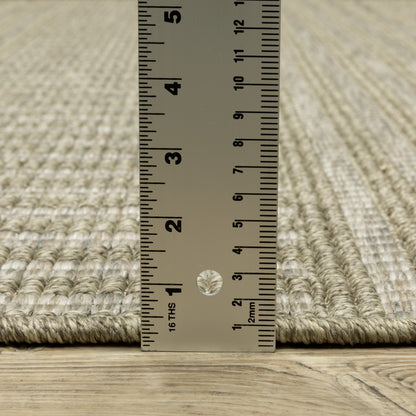 Tortuga Stripe Beige/ Black Geometric Flat Weave Rug