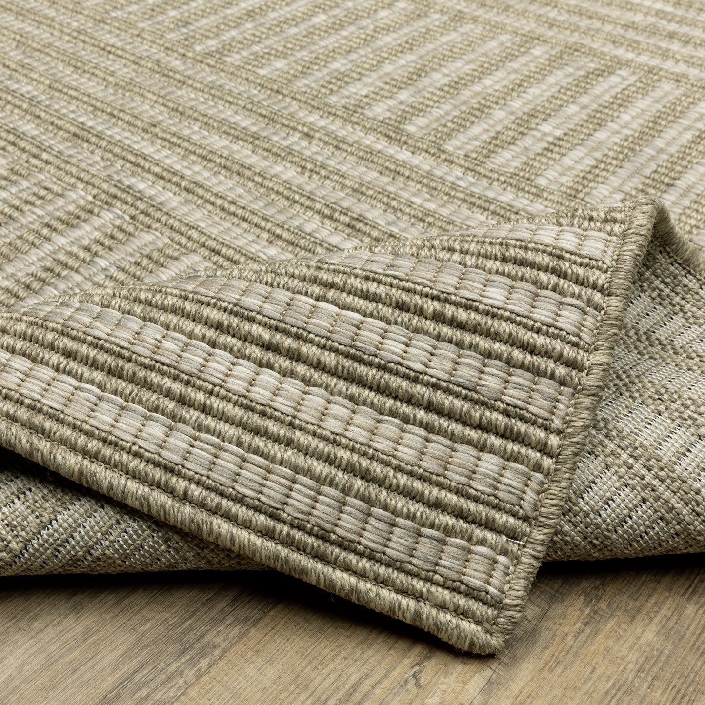 Tortuga Stripe Beige/ Black Geometric Flat Weave Rug