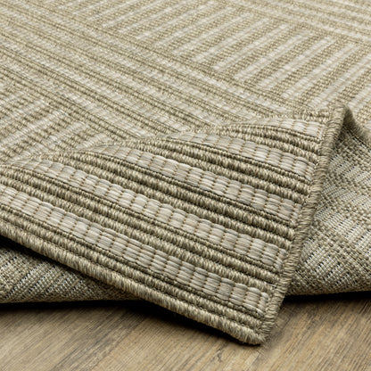 Tortuga Stripe Beige/ Black Geometric Flat Weave Rug
