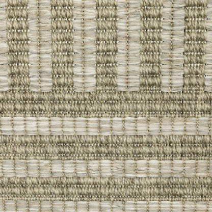 Tortuga Stripe Beige/ Black Geometric Flat Weave Rug