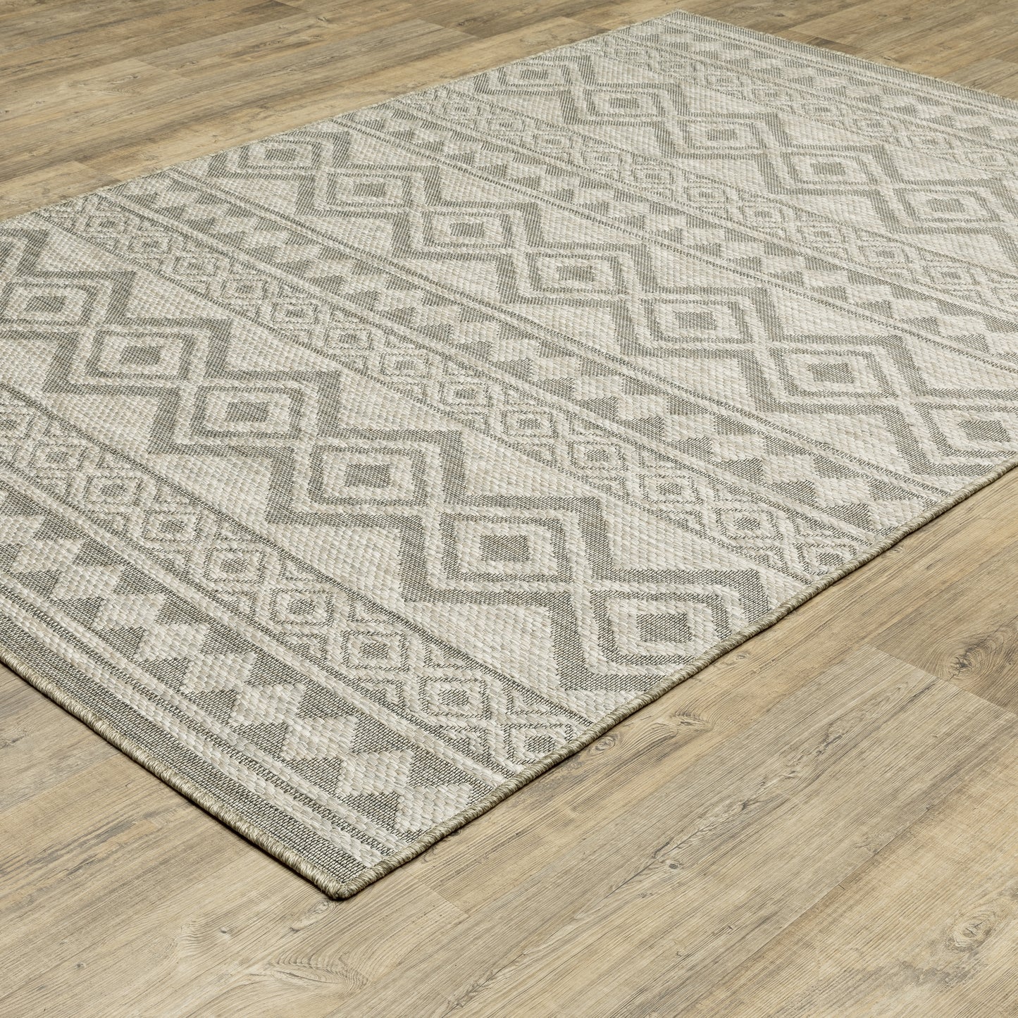Tortuga Stripe Beige/ Black Geometric Flat Weave Rug
