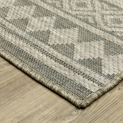 Tortuga Stripe Beige/ Black Geometric Flat Weave Rug