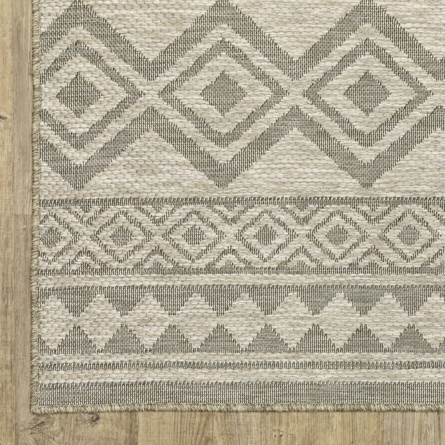 Tortuga Stripe Beige/ Black Geometric Flat Weave Rug