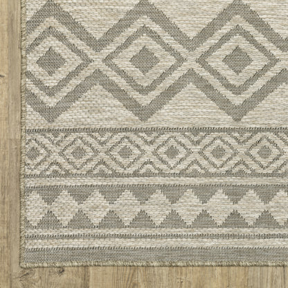 Tortuga Stripe Beige/ Black Geometric Flat Weave Rug