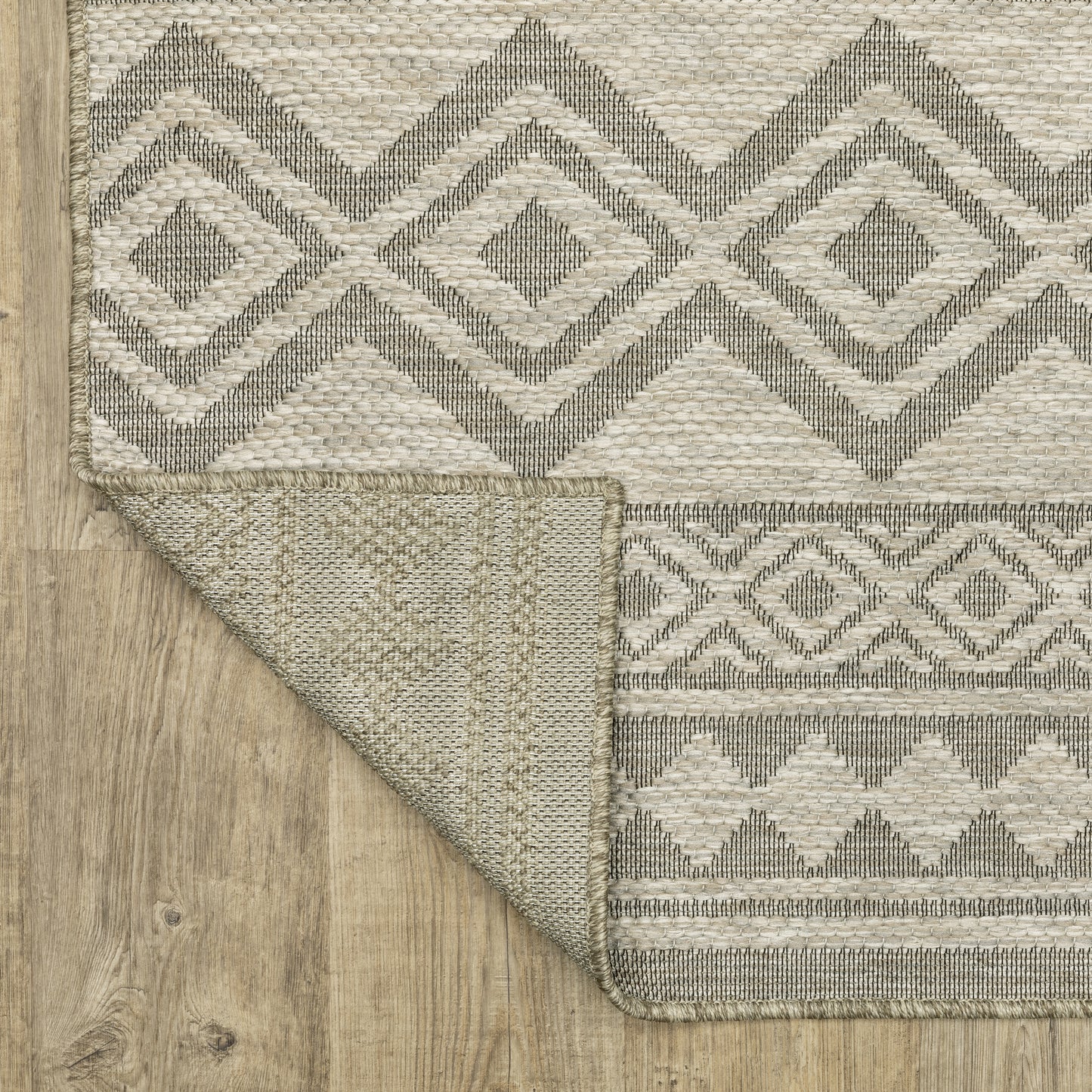 Tortuga Stripe Beige/ Black Geometric Flat Weave Rug