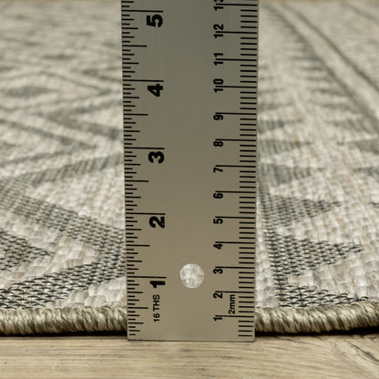 Tortuga Stripe Beige/ Black Geometric Flat Weave Rug