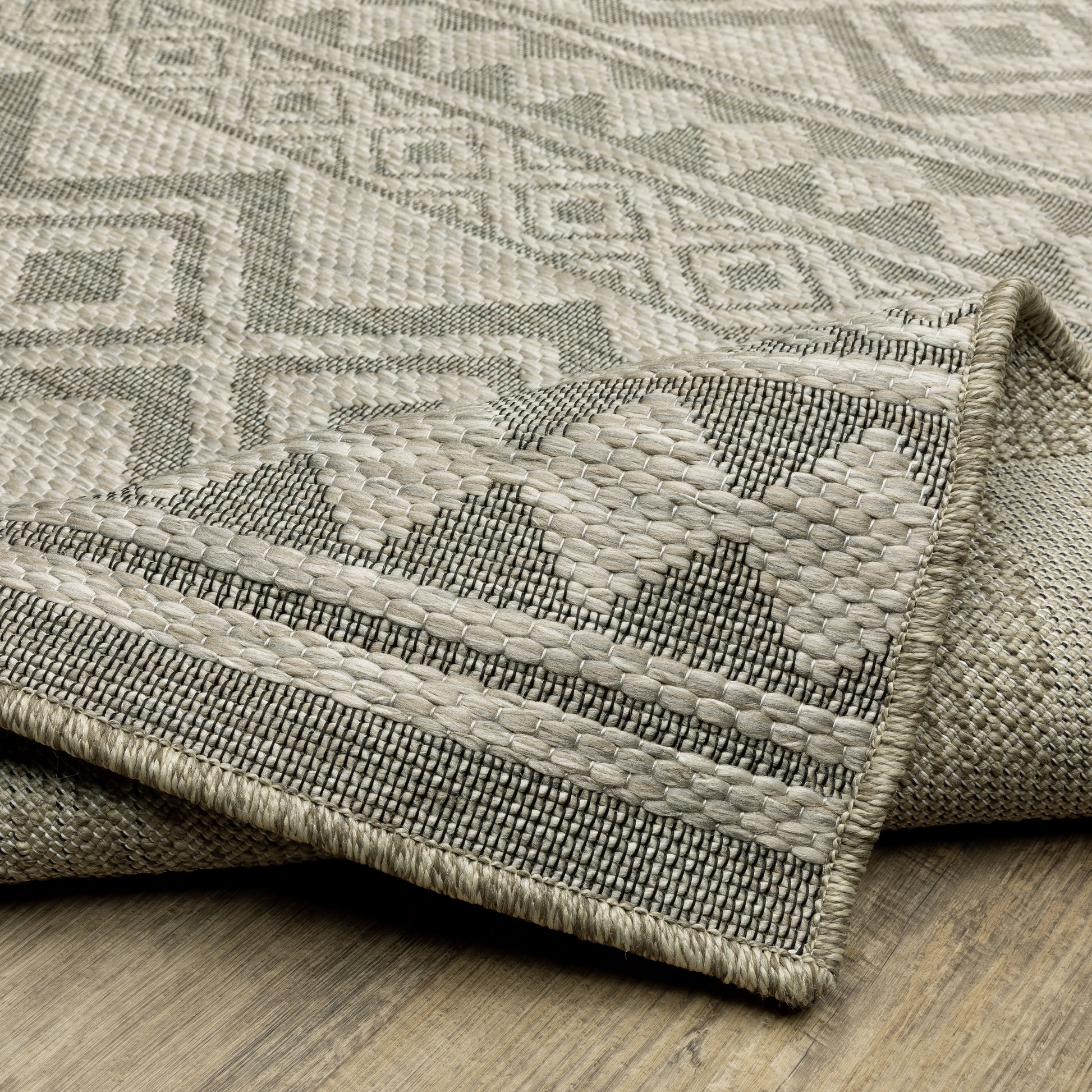 Tortuga Stripe Beige/ Black Geometric Flat Weave Rug