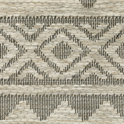 Tortuga Stripe Beige/ Black Geometric Flat Weave Rug