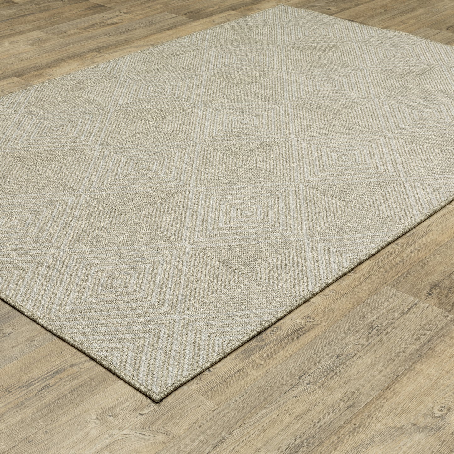 Tortuga Geometric Beige/ Beige Flat Weave Rug