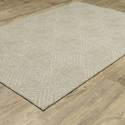 Tortuga Geometric Beige/ Beige Flat Weave Rug
