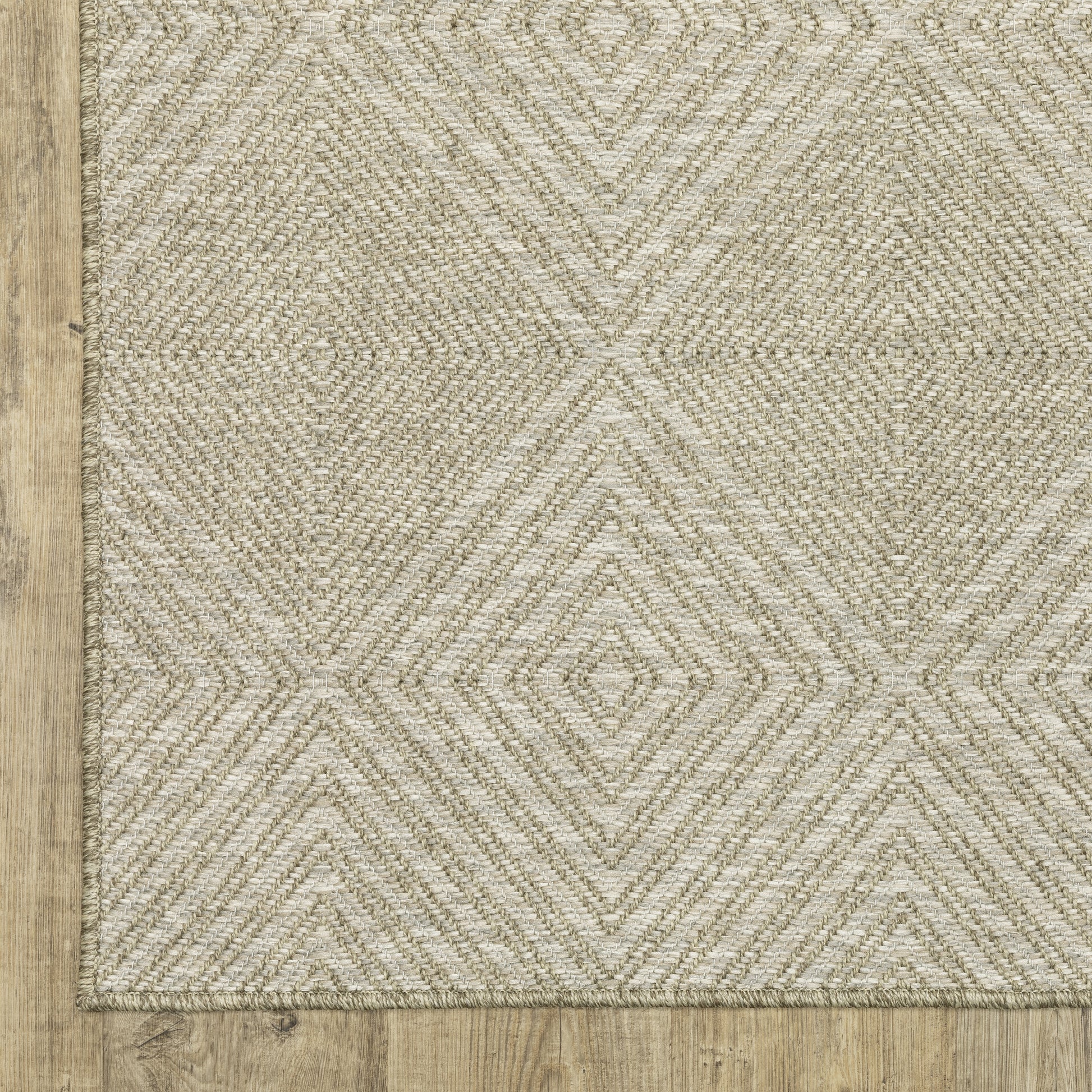 Tortuga Geometric Beige/ Beige Flat Weave Rug