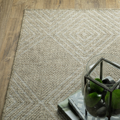 Tortuga Geometric Beige/ Beige Flat Weave Rug