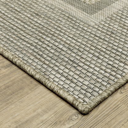 Tortuga Border Beige/ Black Geometric Flat Weave Rug