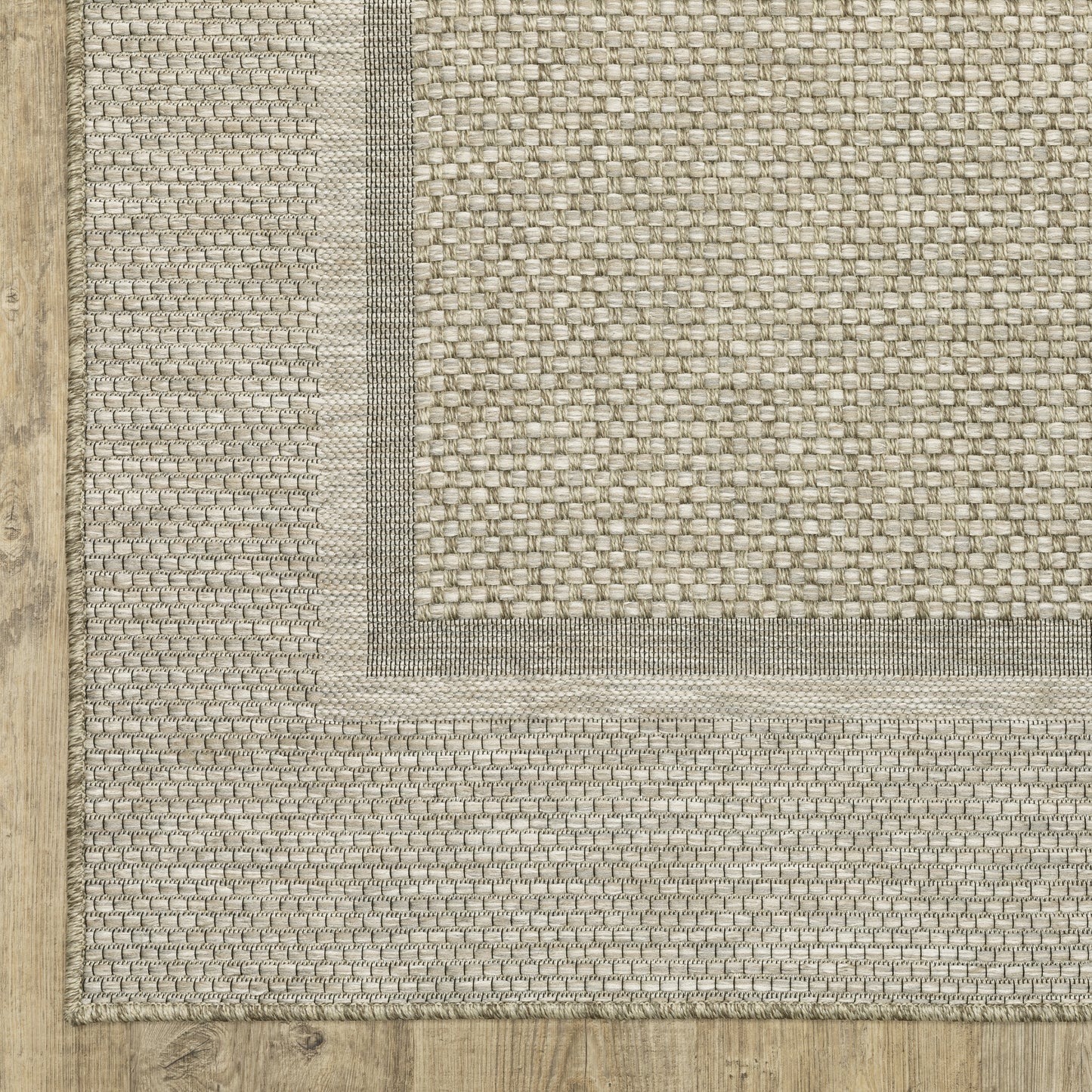 Tortuga Border Beige/ Black Geometric Flat Weave Rug