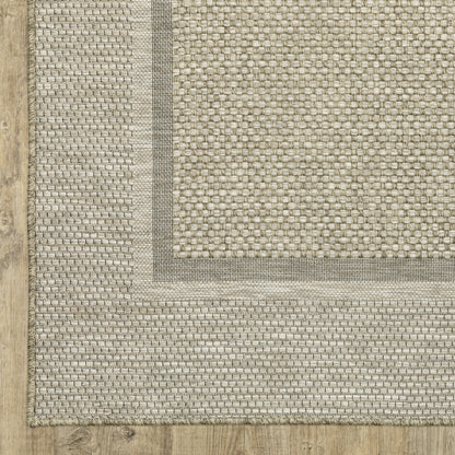 Tortuga Border Beige/ Black Geometric Flat Weave Rug