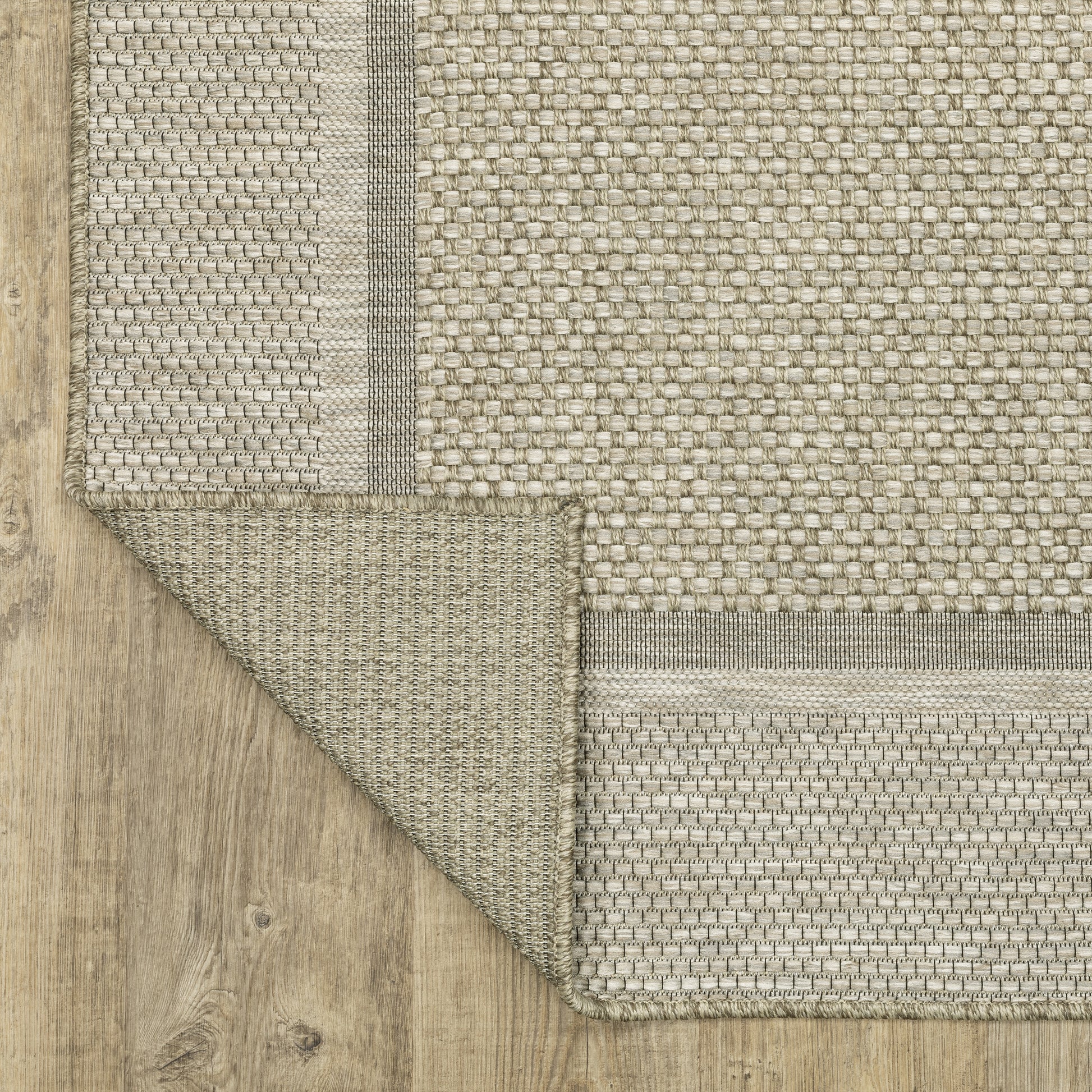 Tortuga Border Beige/ Black Geometric Flat Weave Rug