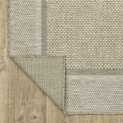 Tortuga Border Beige/ Black Geometric Flat Weave Rug