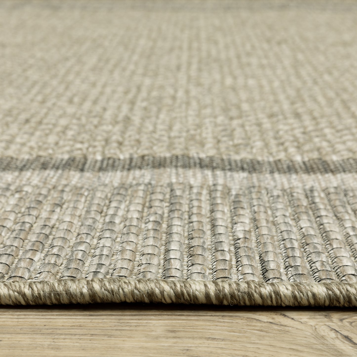 Tortuga Border Beige/ Black Geometric Flat Weave Rug