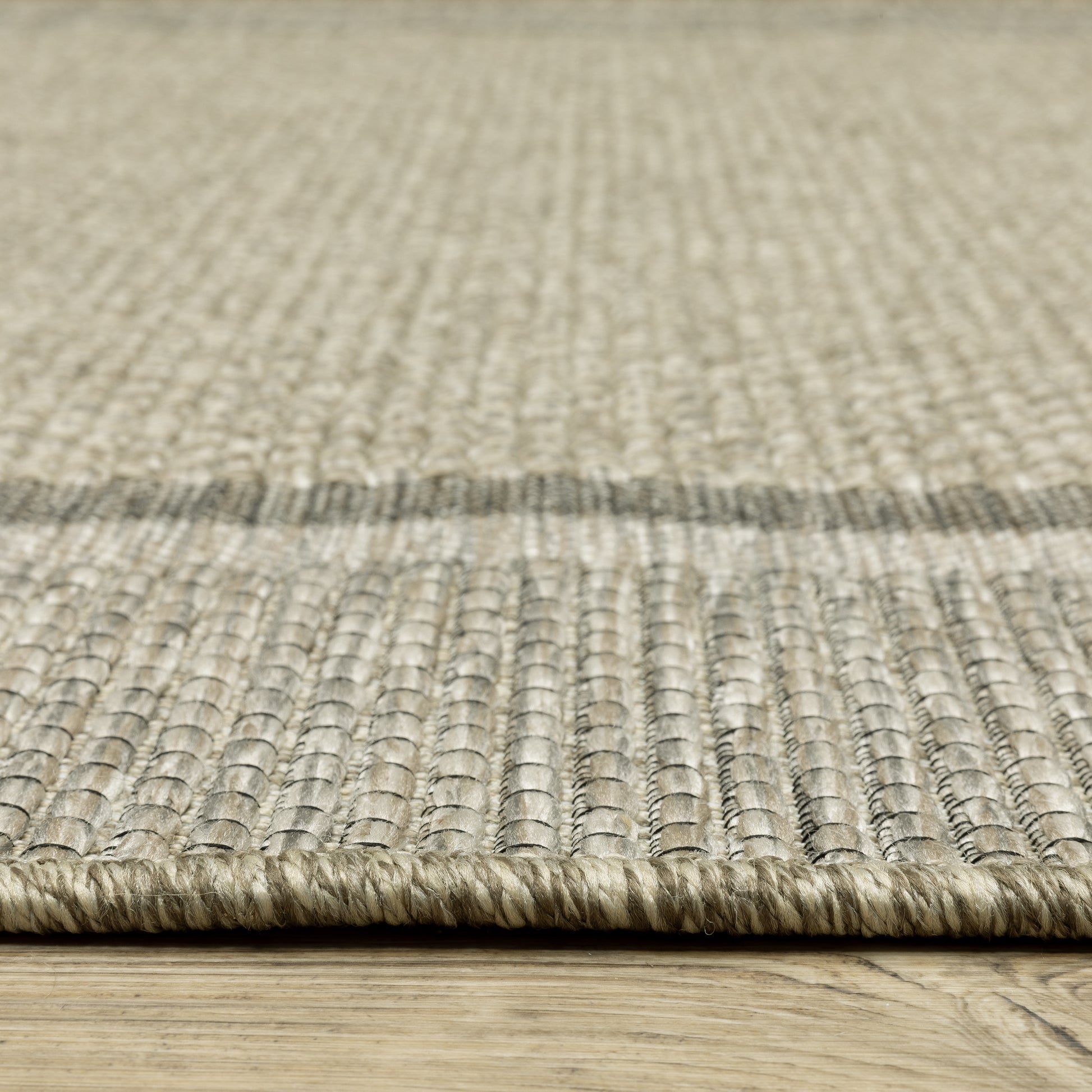 Tortuga Border Beige/ Black Geometric Flat Weave Rug