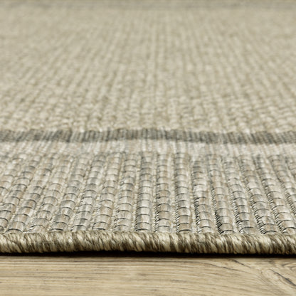 Tortuga Border Beige/ Black Geometric Flat Weave Rug