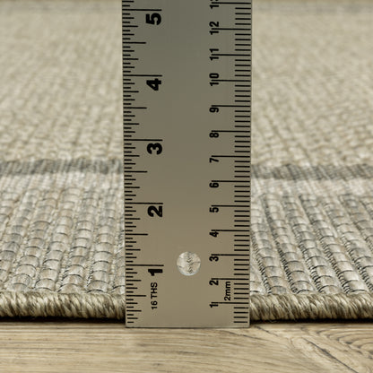 Tortuga Border Beige/ Black Geometric Flat Weave Rug
