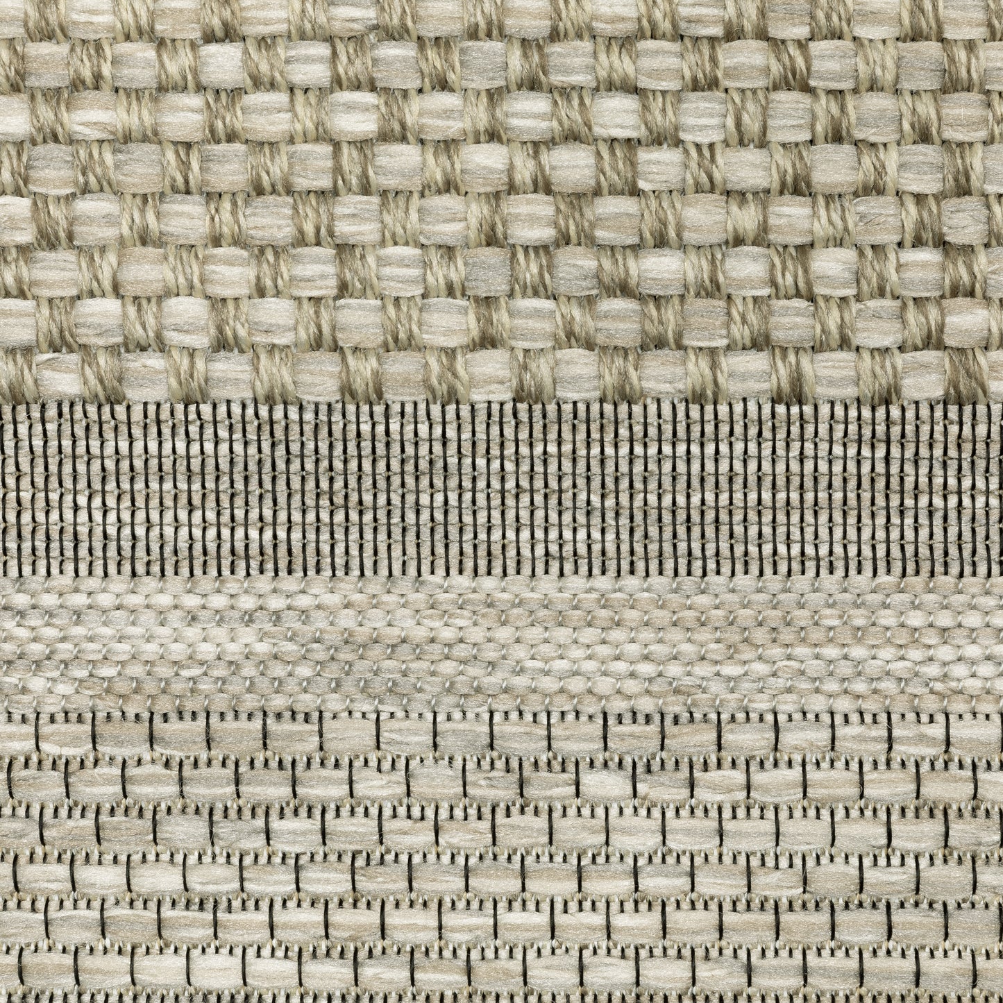 Tortuga Border Beige/ Black Geometric Flat Weave Rug