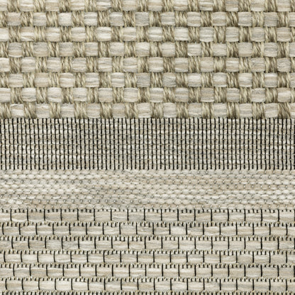Tortuga Border Beige/ Black Geometric Flat Weave Rug