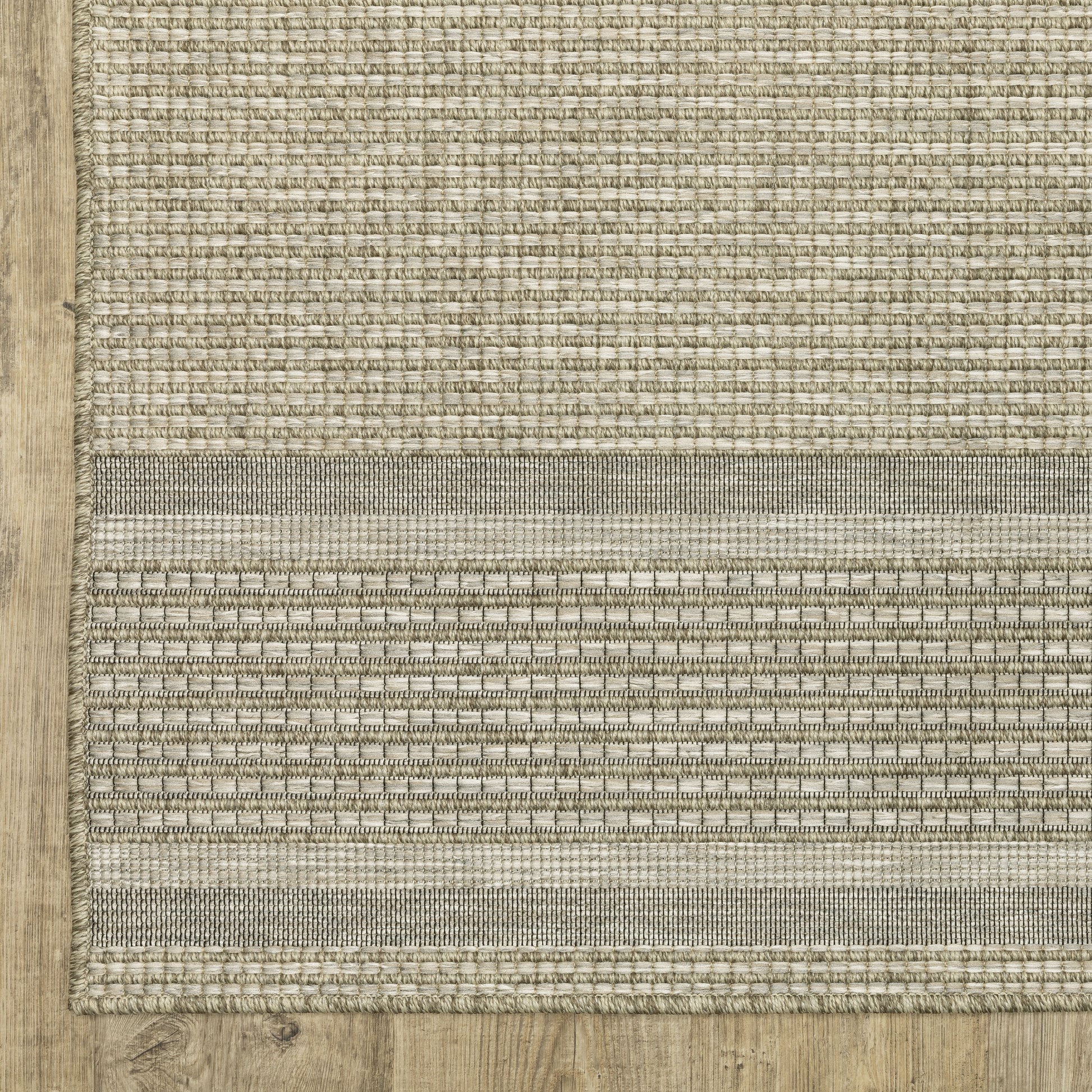 Tortuga Stripe Beige/ Black Geometric Flat Weave Rug