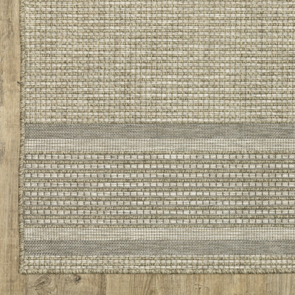 Tortuga Stripe Beige/ Black Geometric Flat Weave Rug