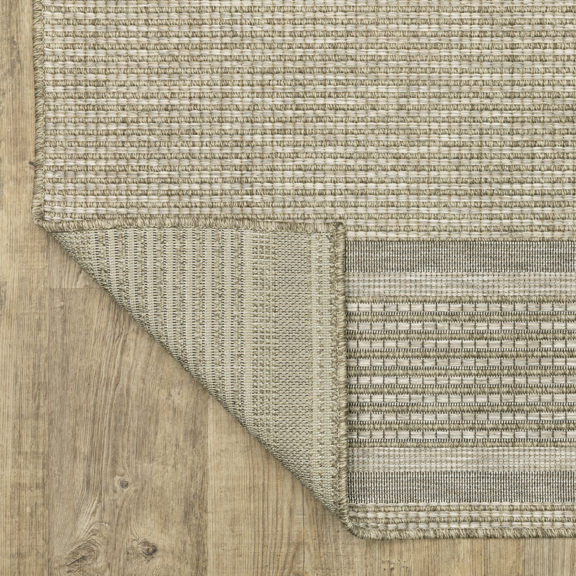 Tortuga Stripe Beige/ Black Geometric Flat Weave Rug