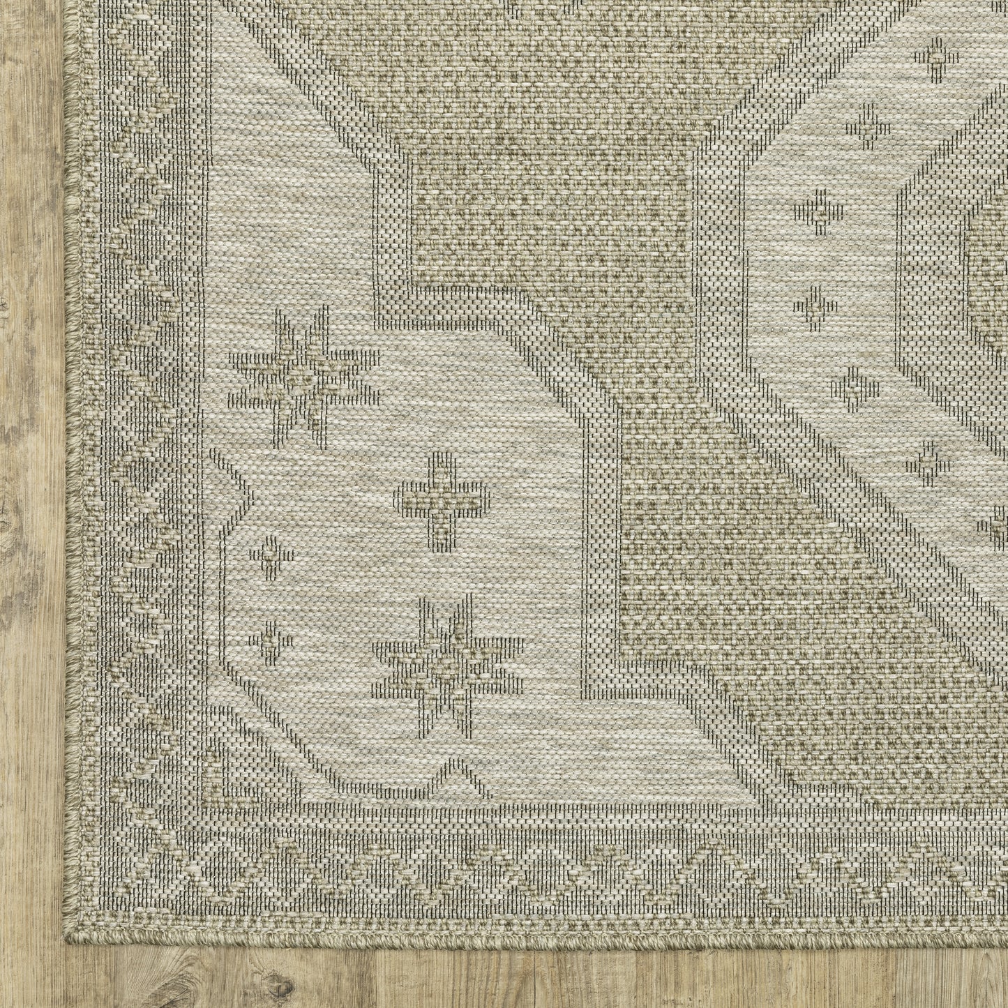 Tortuga Medallion Beige/ Black Geometric Flat Weave Rug