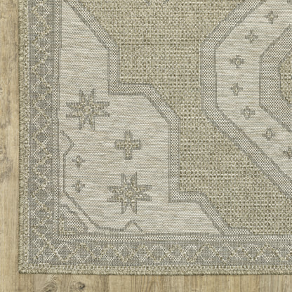 Tortuga Medallion Beige/ Black Geometric Flat Weave Rug