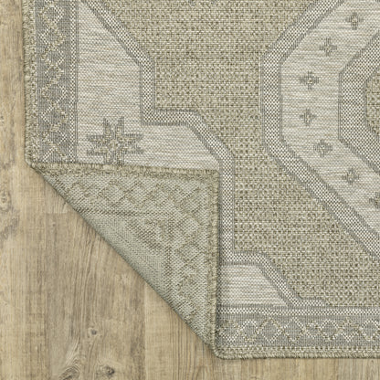 Tortuga Medallion Beige/ Black Geometric Flat Weave Rug