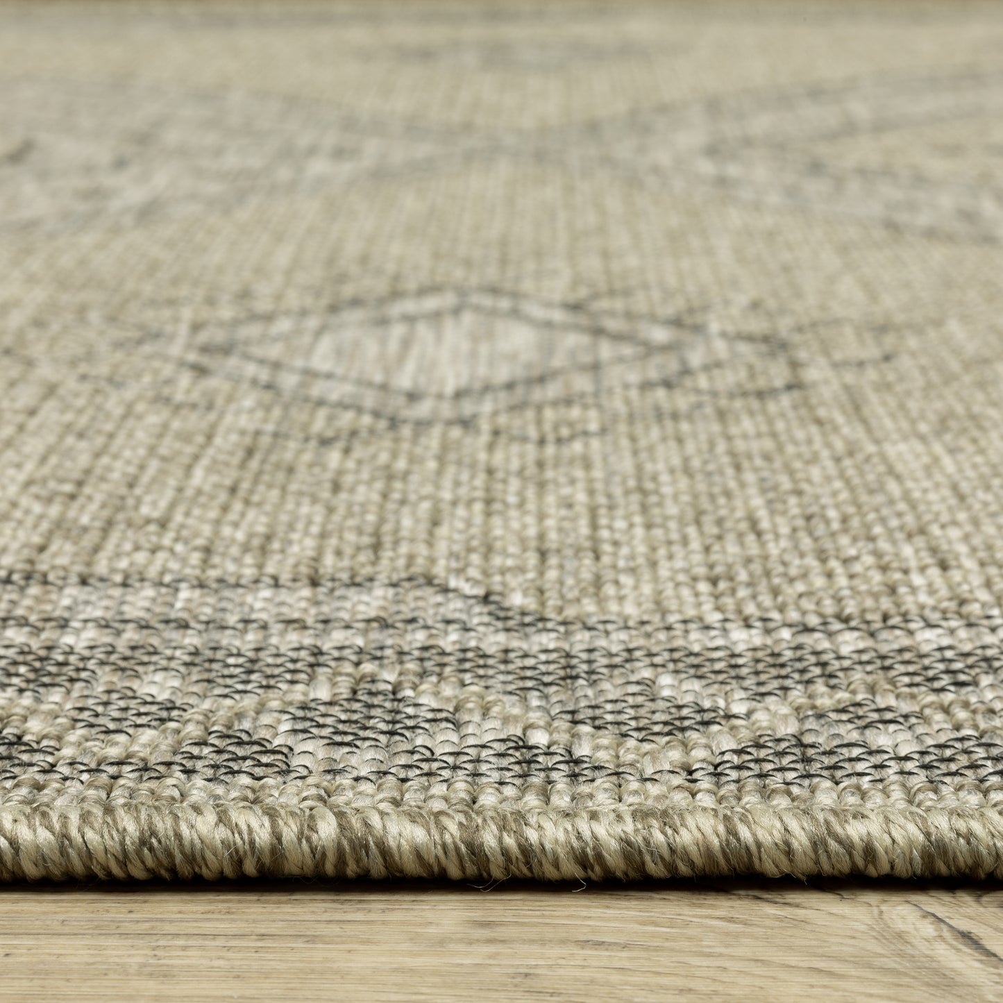 Tortuga Medallion Beige/ Black Geometric Flat Weave Rug