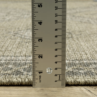 Tortuga Medallion Beige/ Black Geometric Flat Weave Rug