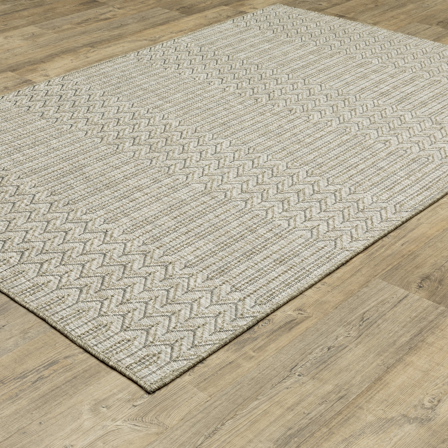 Tortuga Stripe Beige/ Black Geometric Flat Weave Rug
