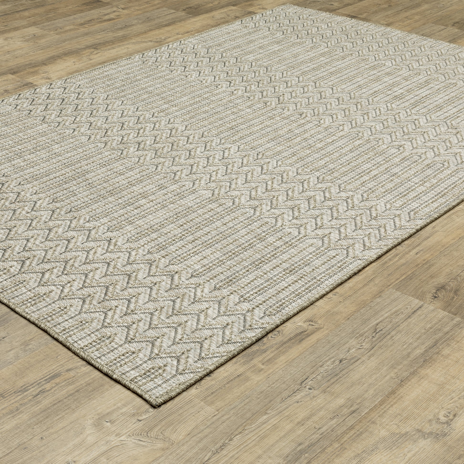 Tortuga Stripe Beige/ Black Geometric Flat Weave Rug