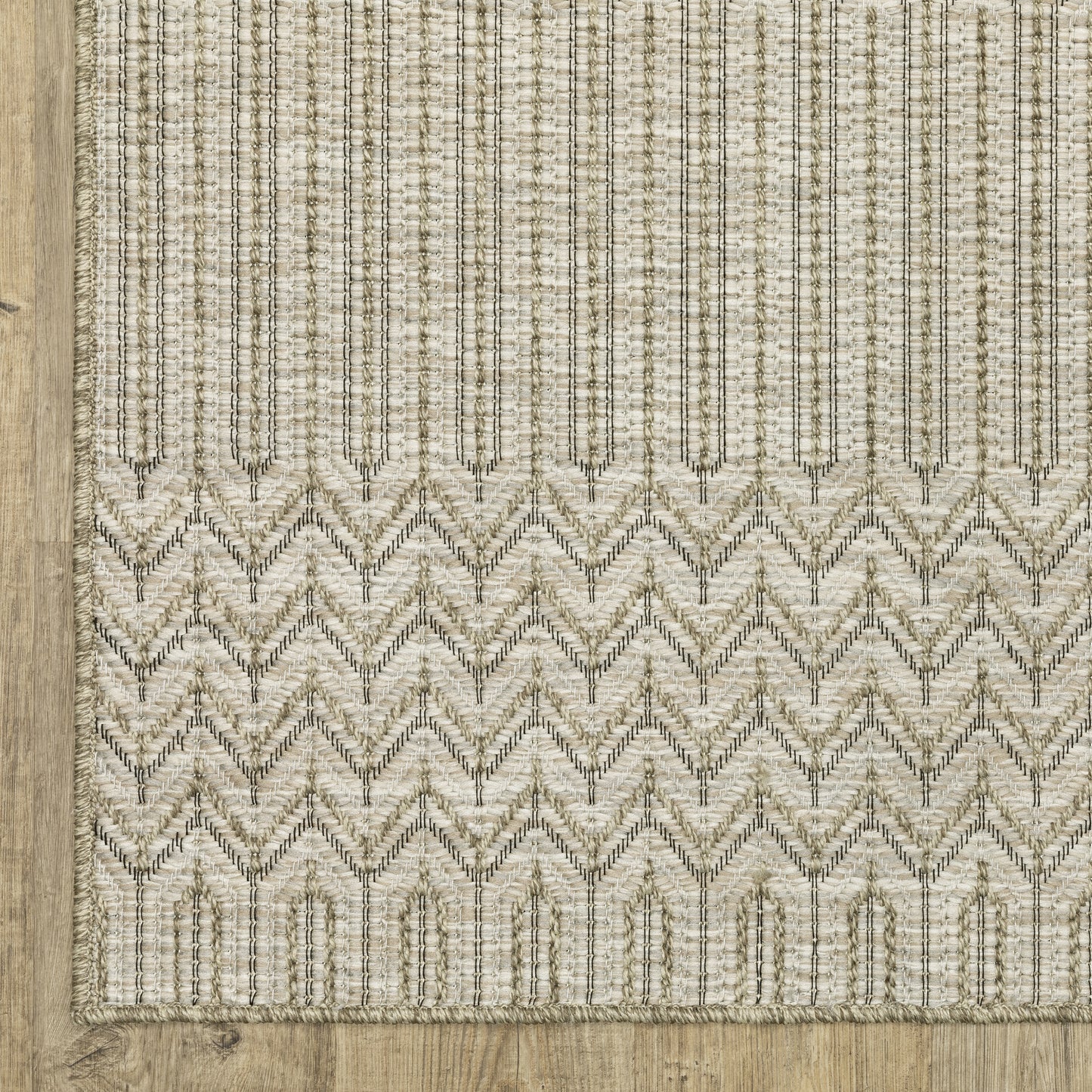 Tortuga Stripe Beige/ Black Geometric Flat Weave Rug