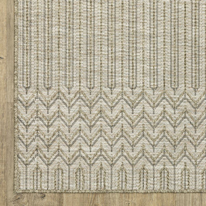 Tortuga Stripe Beige/ Black Geometric Flat Weave Rug