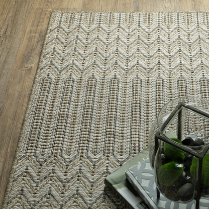 Tortuga Stripe Beige/ Black Geometric Flat Weave Rug