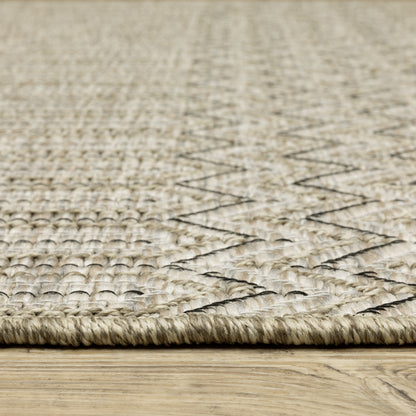 Tortuga Stripe Beige/ Black Geometric Flat Weave Rug